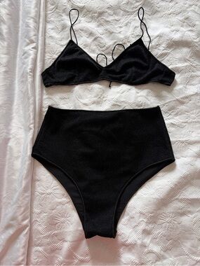 Oseree Black High-Waist Bikini Set